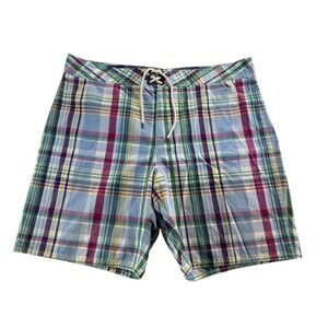 Polo Ralph‎ Lauren Plaid Swim Trunks Men's Multi Color Board Shorts Size 38